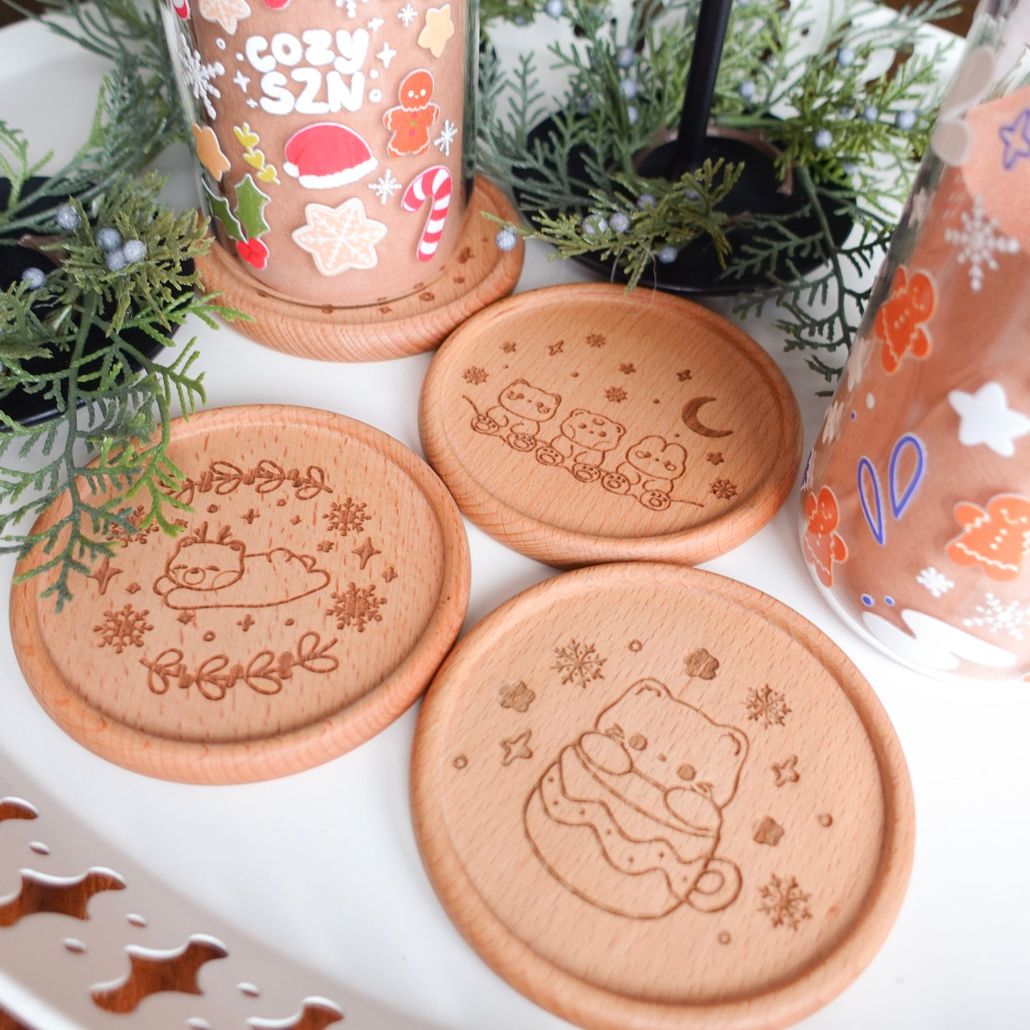 Holiday Wooden Coasters | Limited Edition