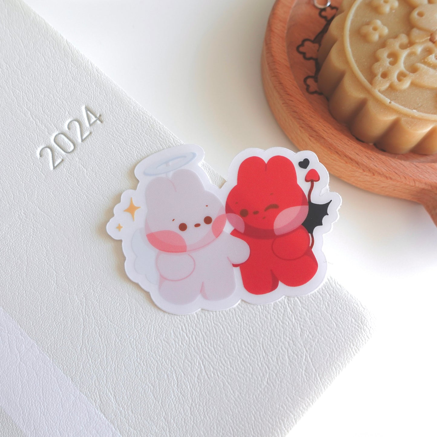 Angel and Devil Bunnies Sticker