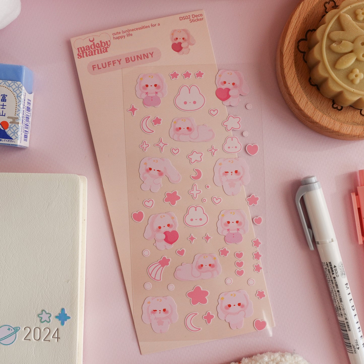 Fluffy Bunny Deco Sticker Sheet