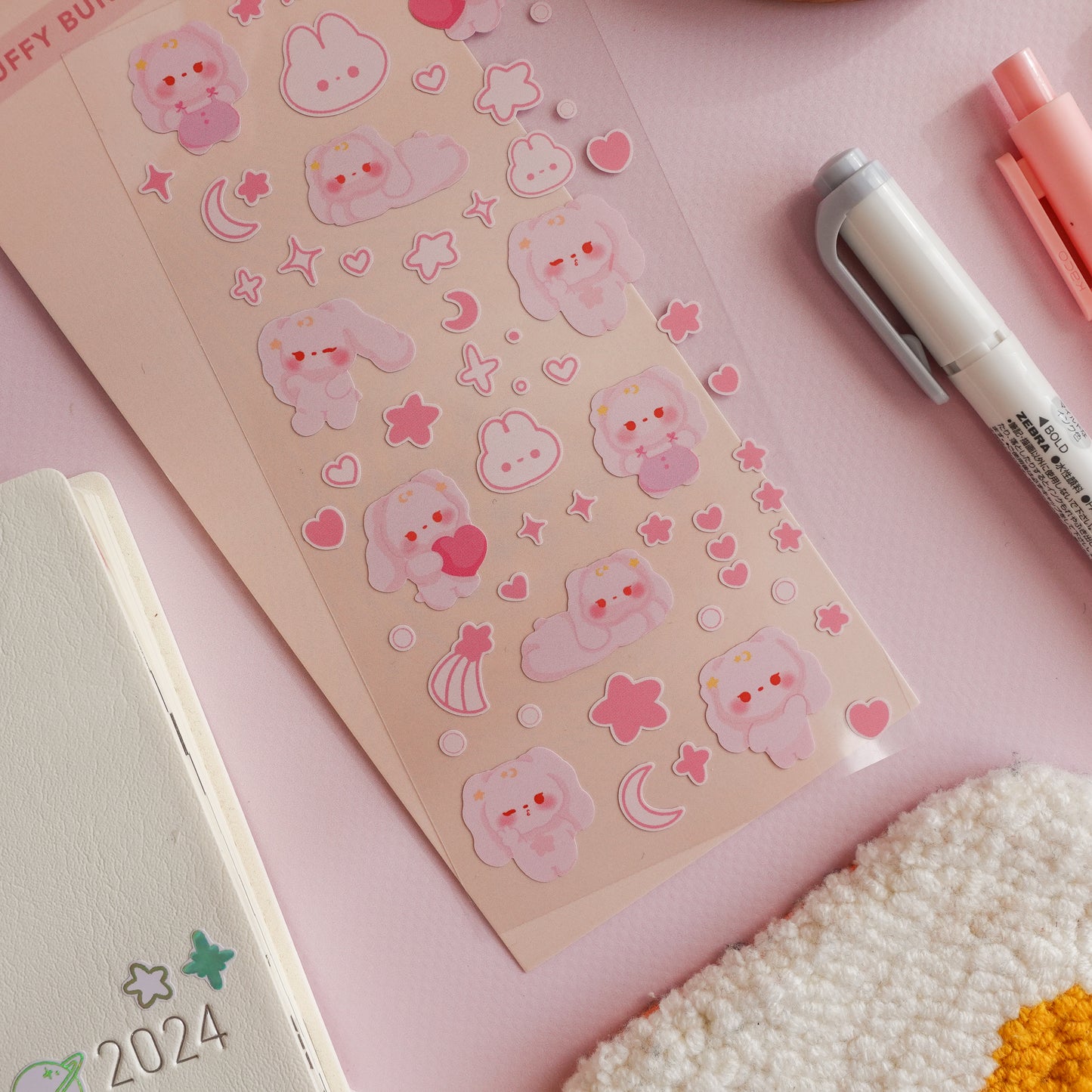 Fluffy Bunny Deco Sticker Sheet