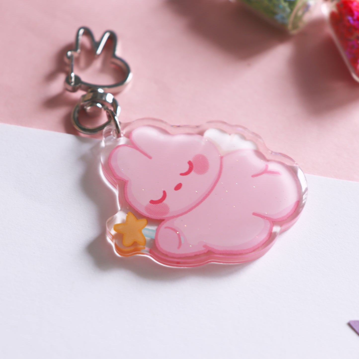 Angel Bunny Glitter Keychain