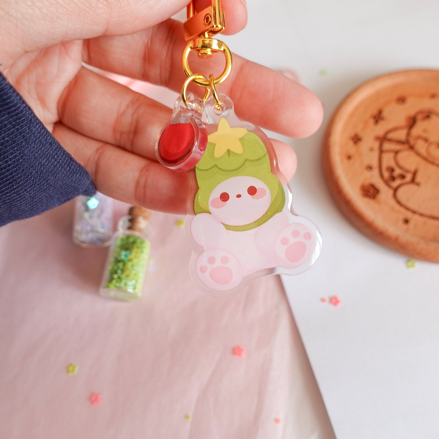 Holiday Bunny | Glitter Keychain