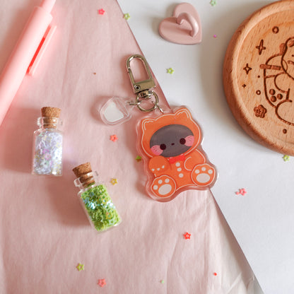 Gingerbread Cookie Cat | Glitter Keychain