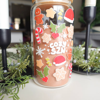 Cozy Season Clear Glass Tumbler