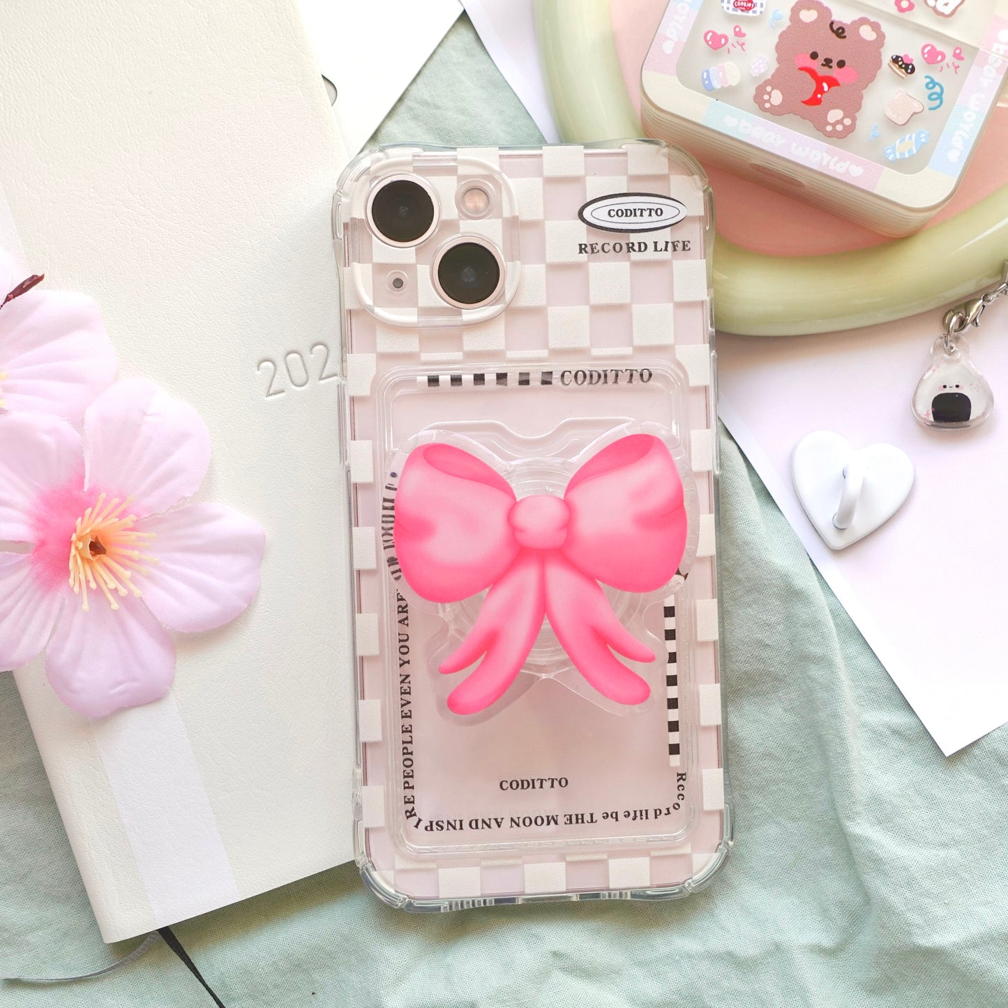 Pink Bow Phone Holder