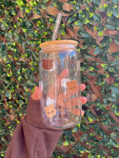 Cozy Bear Clear Glass Tumbler