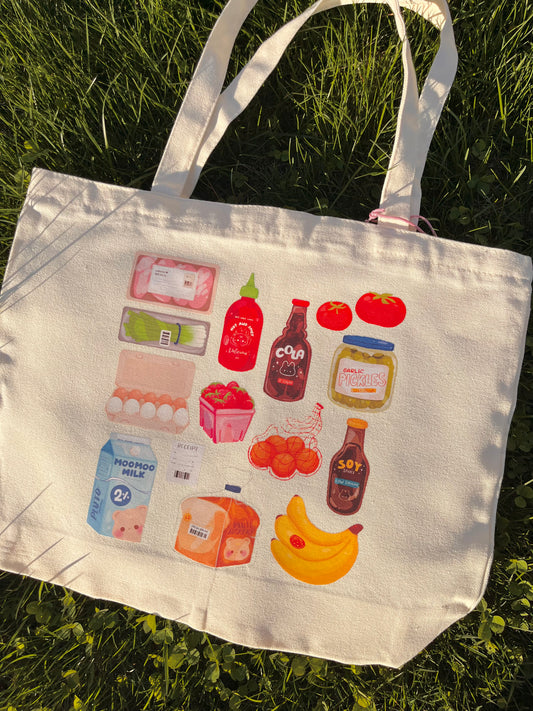 Grocery Zippered Tote Bag