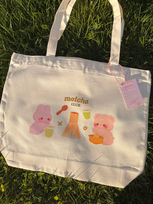 Matcha Club Zippered Tote Bag