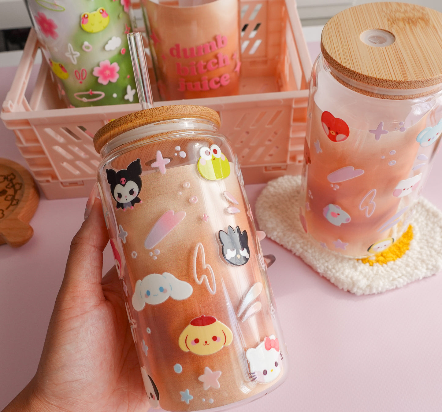 Cute Character Clear Glass Tumbler