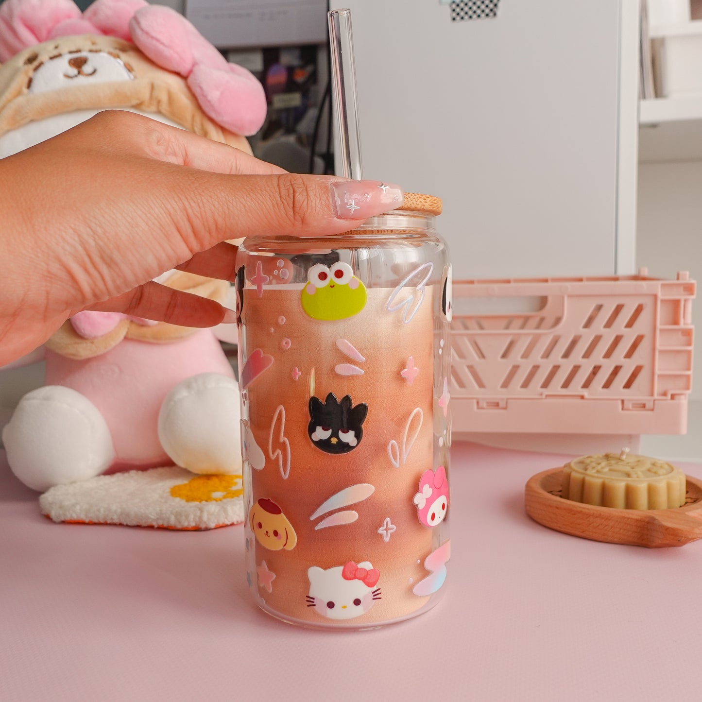 Cute Character Clear Glass Tumbler