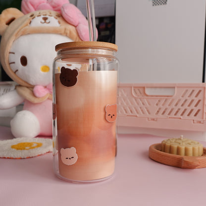 Cozy Bear Clear Glass Tumbler