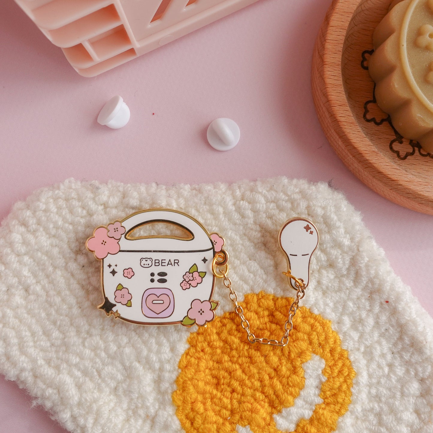 Rice Cooker and Paddle Enamel Pin