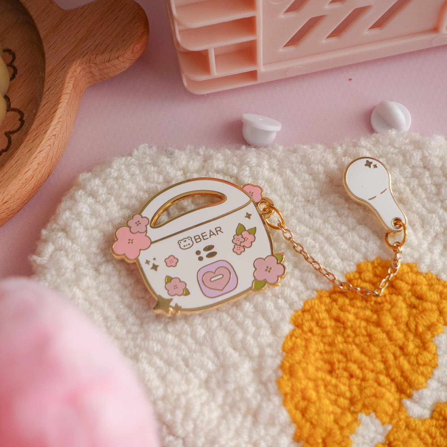 Rice Cooker and Paddle Enamel Pin