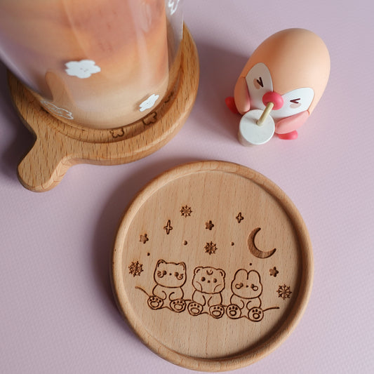 Animal Trio Wooden Coaster