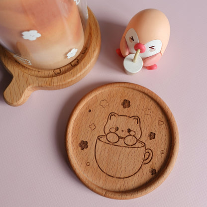 Kitty Wooden Coaster