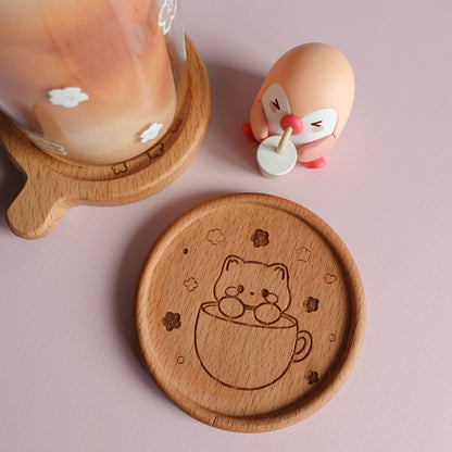 Kitty Wooden Coaster