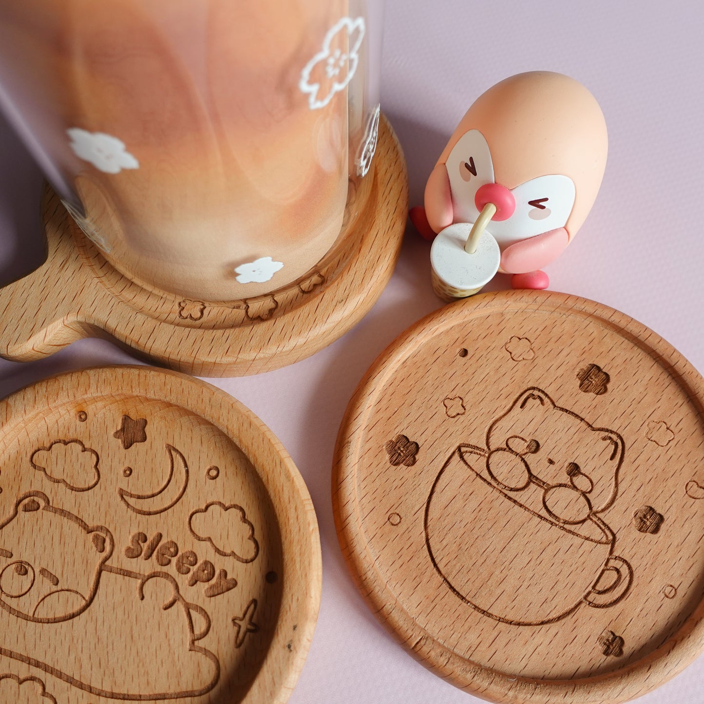 Kitty Wooden Coaster