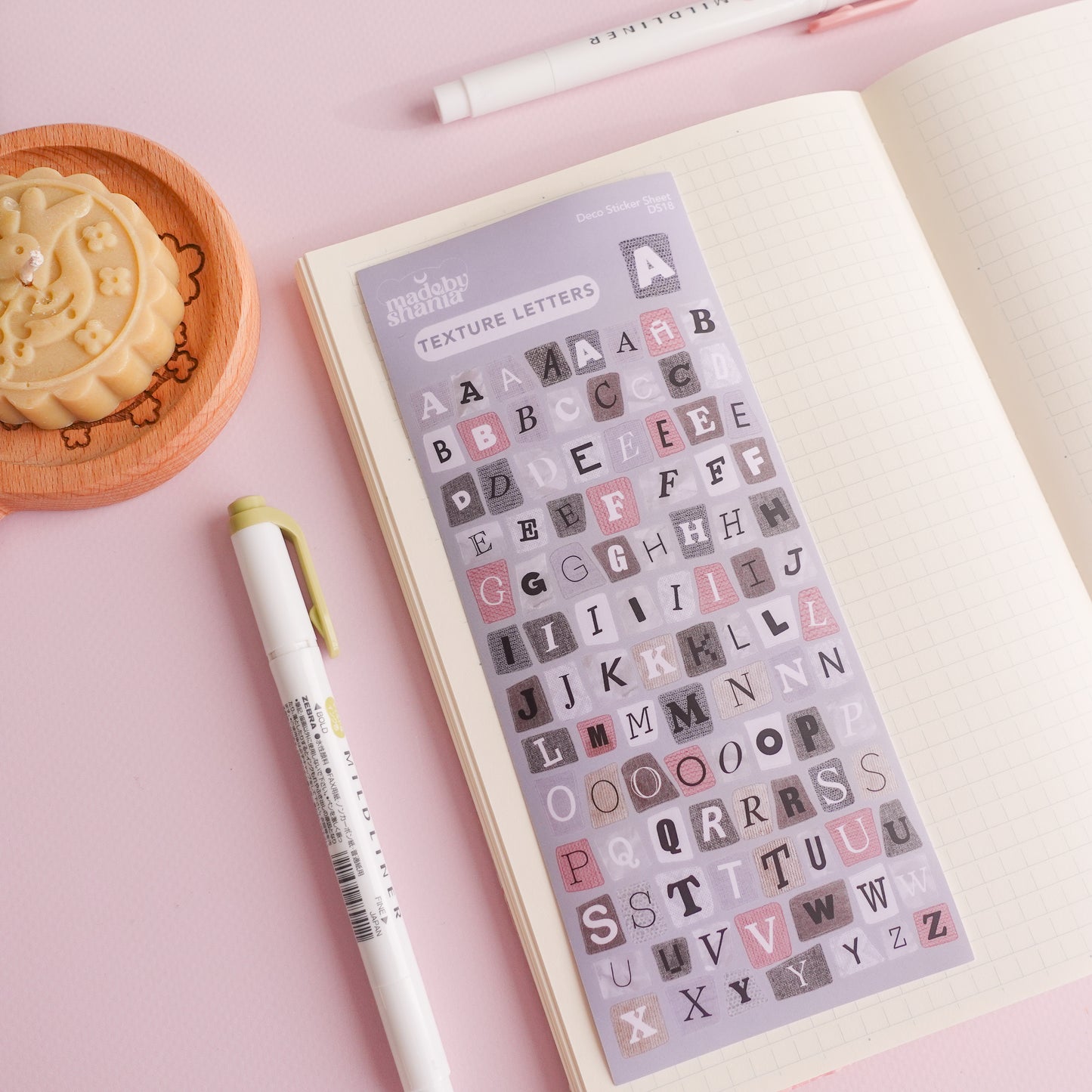 Texture Letters Deco Sticker Sheet