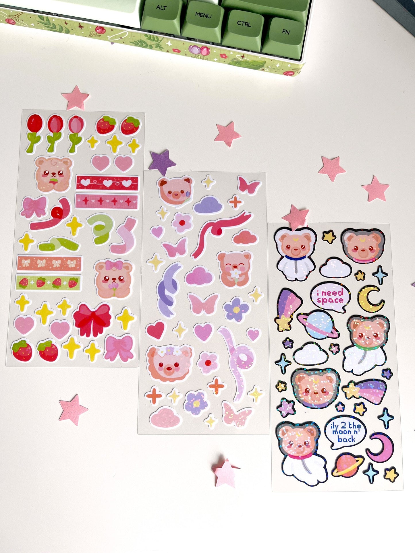 Flower Bear | Glitter  Sticker Sheet