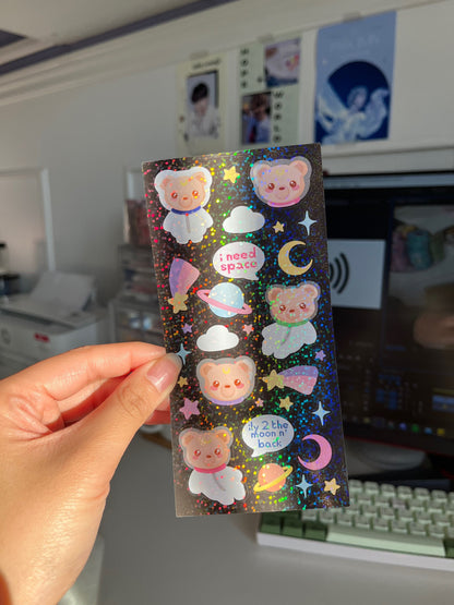 AstroBear in Space | Glitter Sticker Sheet